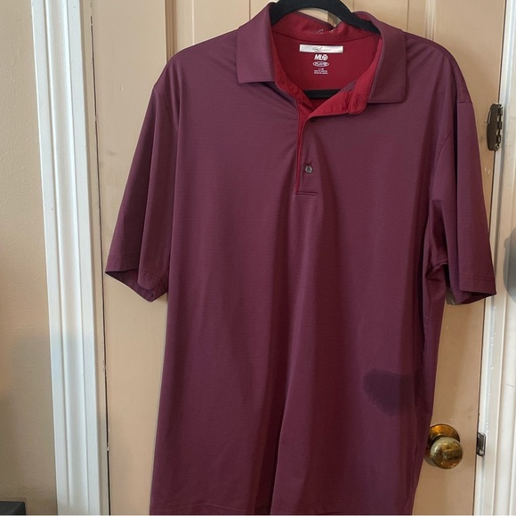Greg Norman Polo Mens Large ML75 Dry Cooling Moisture Wicking Golf Red Stripe - Picture 1 of 11